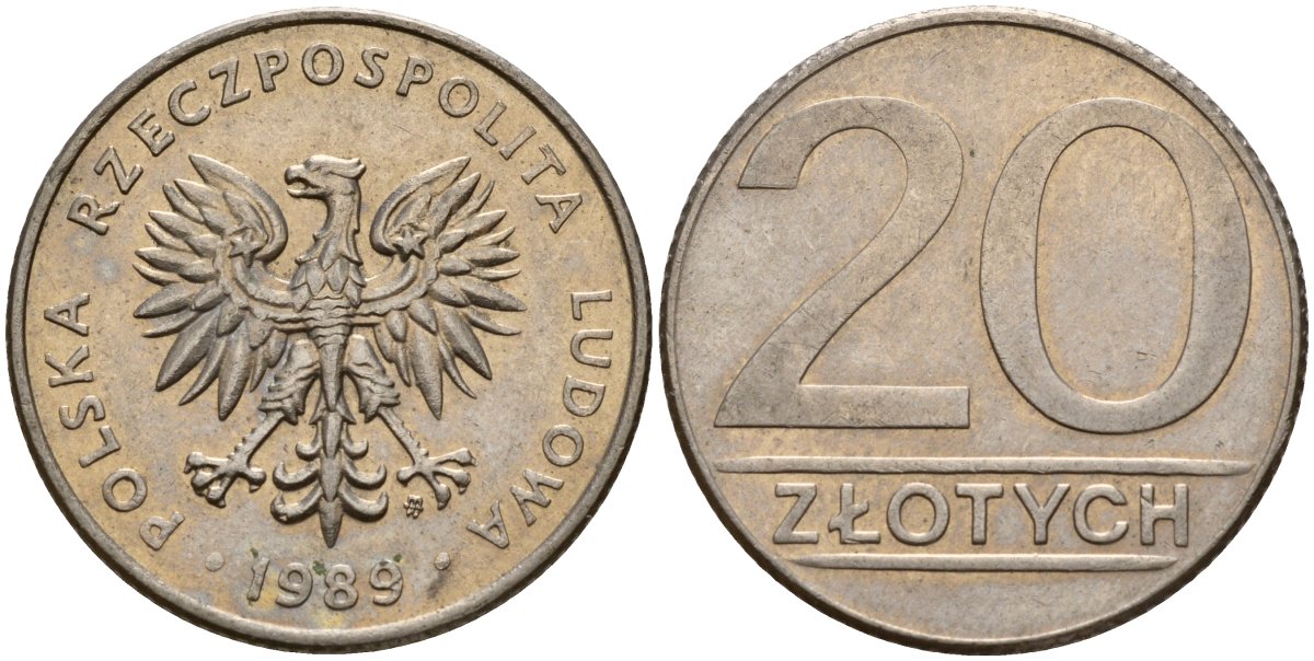 Польша 20 злотых 1989 Y 153.2 медно-никель 4156-923