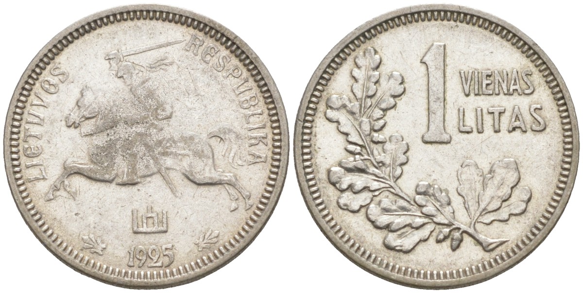Литва 1 лит 1925 Республика (1918-1940) KM 76 серебро 4396-1132