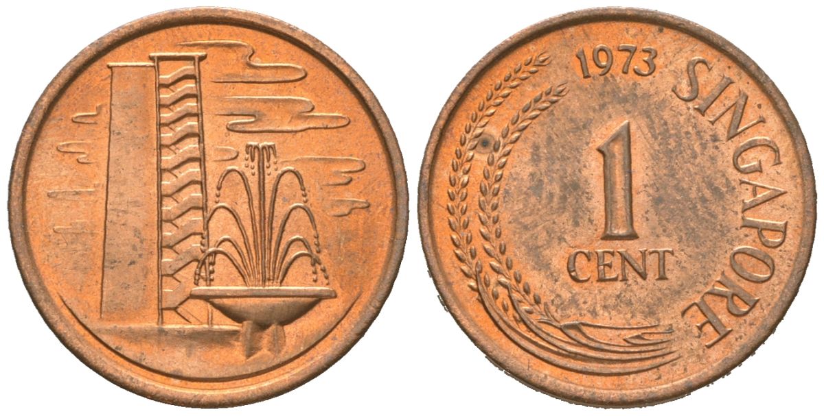 Сингапур 1 цент 1973 KM 1 бронза aUNC 4380-1017