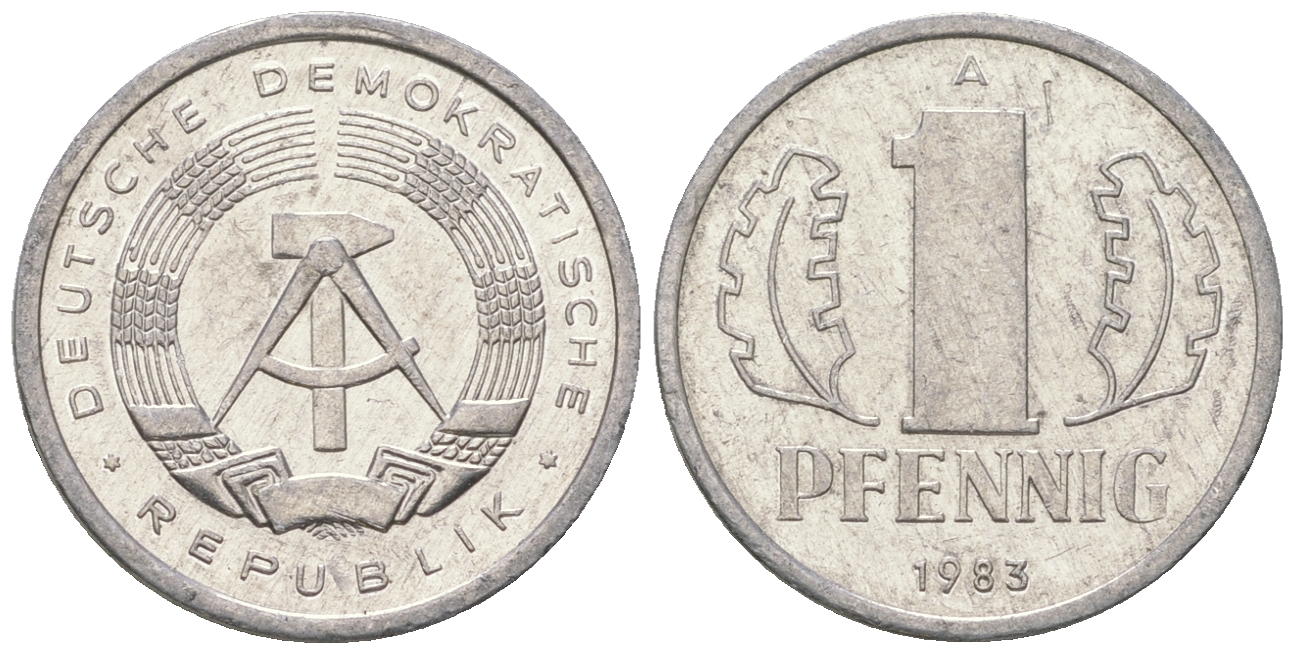 ГДР 1 пфенниг 1983 А KM 8.2 алюминий 4623-444