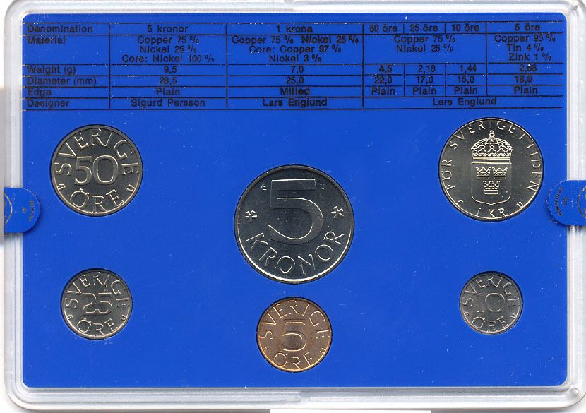 Швеция набор монетного двора из 6 монет 1979 в пластике Карл XVI Густав (1973- ) KM MS11 UNC 4-3-6-106