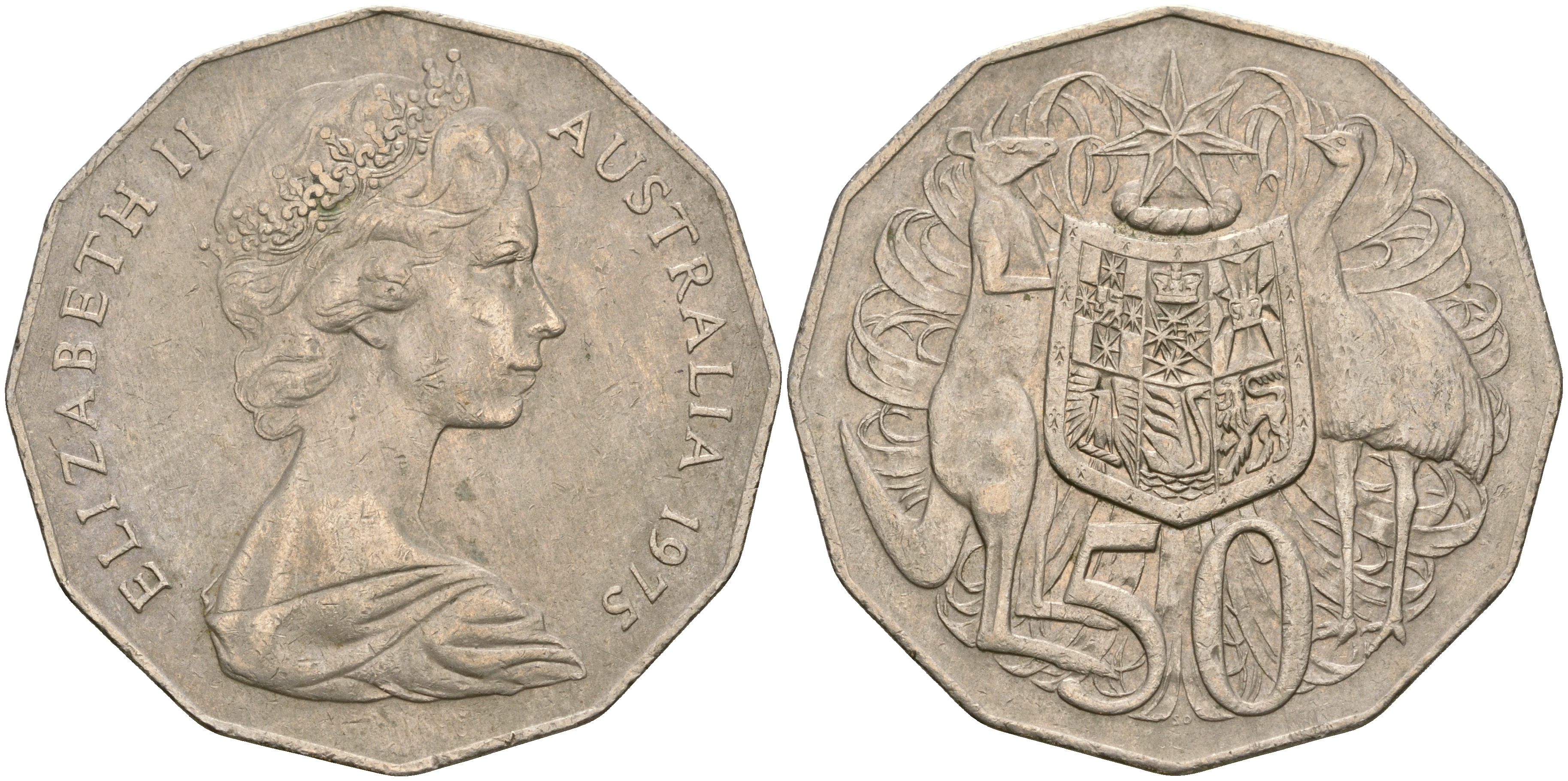 Австралия 50 центов 1980 Елизавета II (1952-2022), герб, кенгуру KM 68 медно-никель 4364-3812