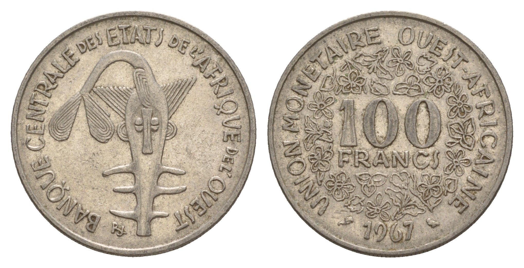 Западная Африка (BCEAO) 100 франков 1967 KM 4 никель 4650-746