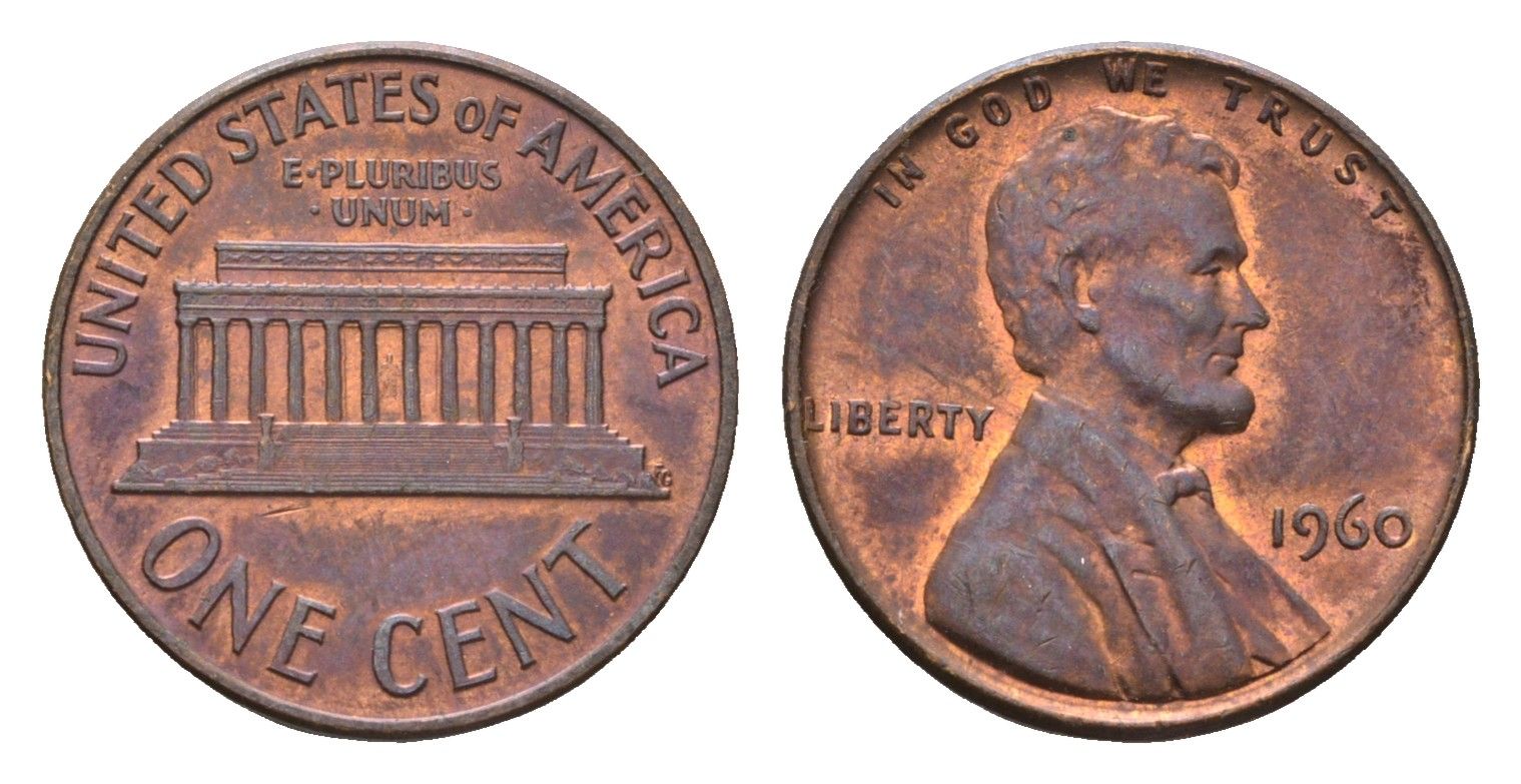 США 1 цент 1960 Авраам Линкольн KM 201 медь цинк 4674-462