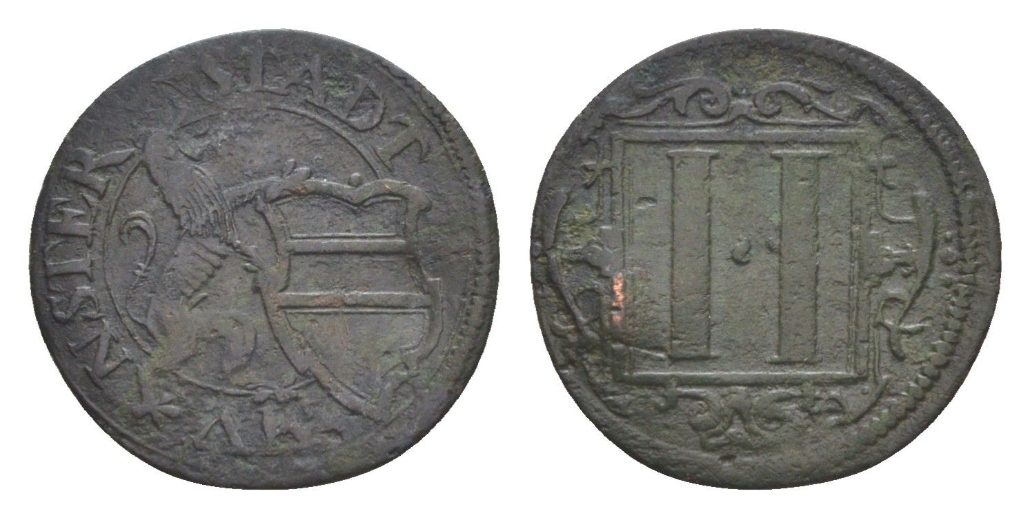 Мюнстер 2 пфеннига ND (1603-1697) KM 301 медь 633-1921