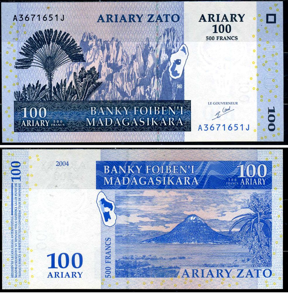 Мадагаскар 100 ариари 2004 Pick 86a бумага UNC (пресс) 8595-29-3-2