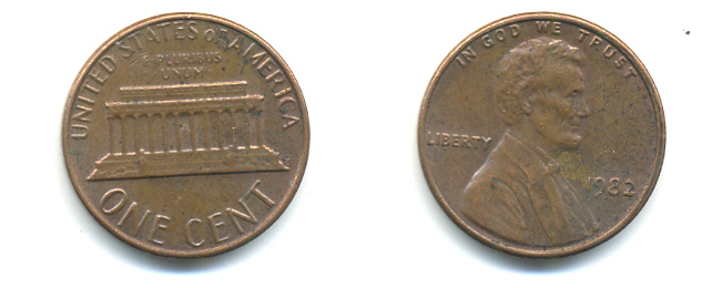 США 1 ЦЕНТ 1982 ЛИНКОЛЬН KM 201 медь цинк 86-134