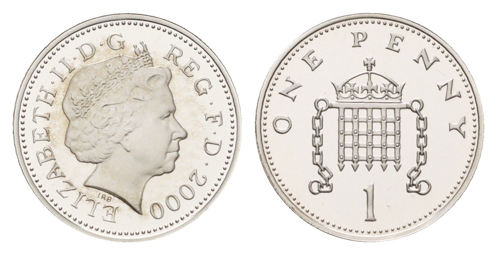 Великобритания 1 пенни 2000 Елизавета II (1952-2022), тираж 15.000 экземпляров KM 986b, Spink B5 серебро PROOF 1095-9-12