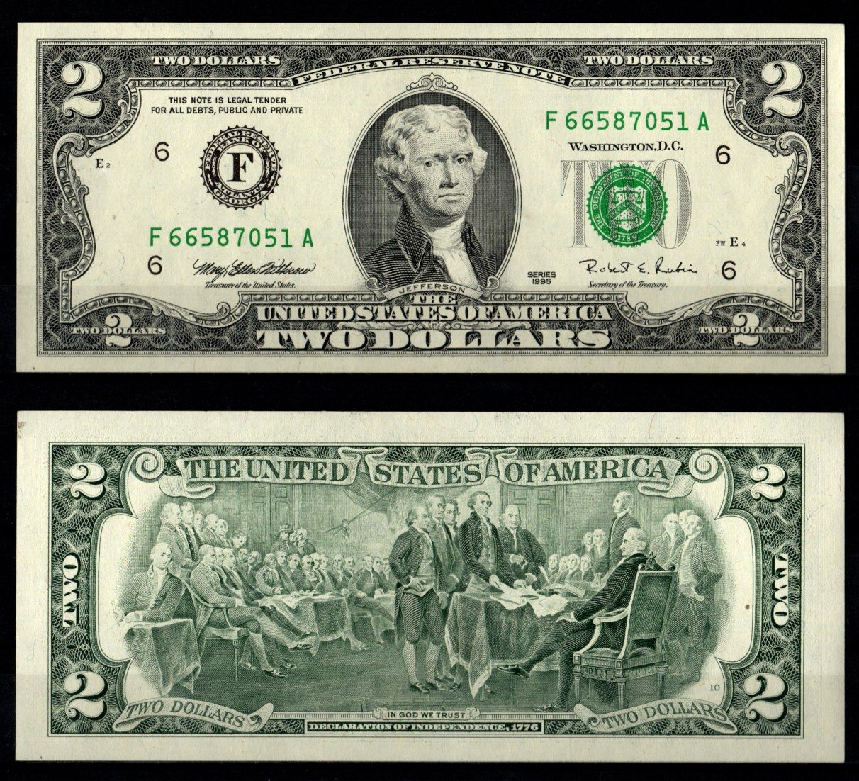 США 2 доллара 1995 Pick 497 бумага UNC (пресс) 8605-33-3-1