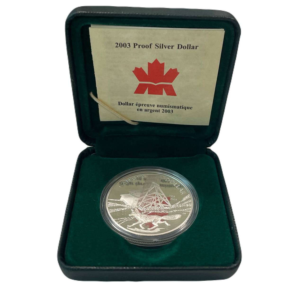 Канада 1 доллар 2003 100 лет добыче кобальта, в оригинальной коробке, с сертификатом KM 450 серебро PROOF 2-5-1-08