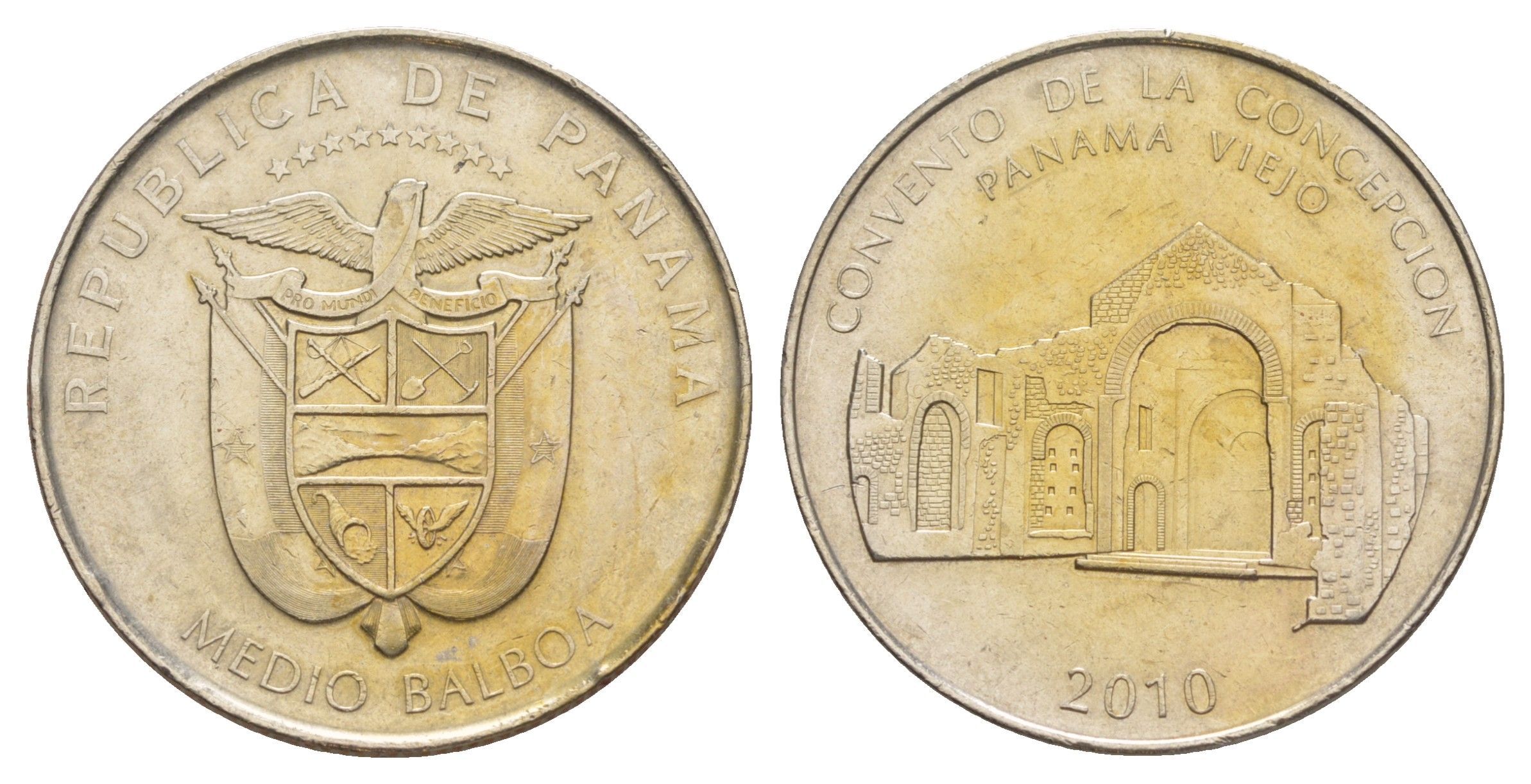 Панама 1/2 бальбоа (50 сентесимо) 2010 Панама-Вьехо - Монастырь Зачатия KM 140 медь плакированная медно-никелем UNC 4645-213