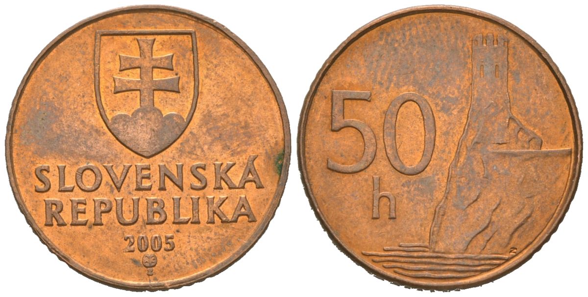 Словакия 50 геллеров 2005 MK KM 35 сталь плакированная медью UNC 4618-315