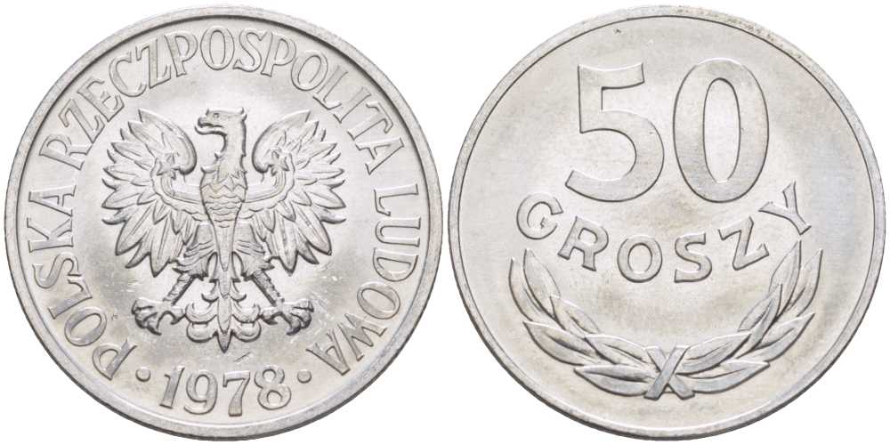 ПОЛЬША 50 ГРОШЕЙ 1978 КРЕМНИЦА KM 48.1 алюминий UNC 25-422
