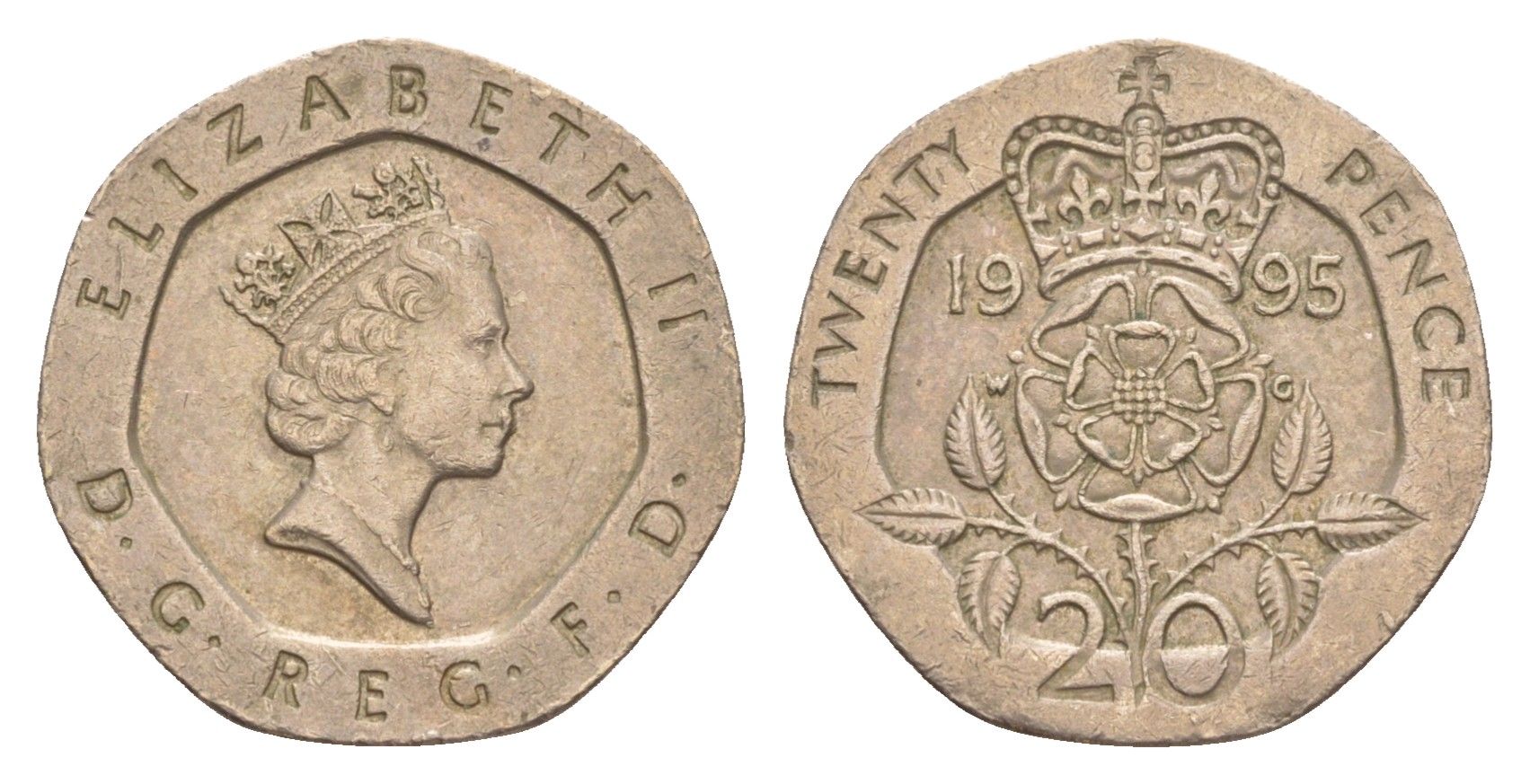 Великобритания 20 пенсов 1995 Елизавета II (1952-2022) KM 939, Spink 4361 (G2) медно-никель 4639-865