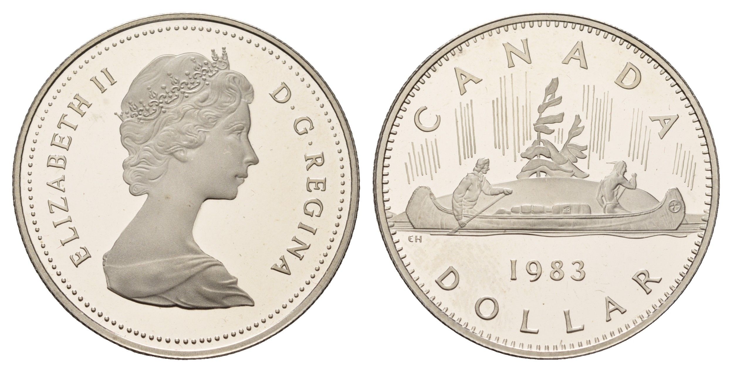 Канада 1 доллар 1983 Елизавета II (1952-2022), каноэ KM 120.1 никель PROOF 1095-2-54