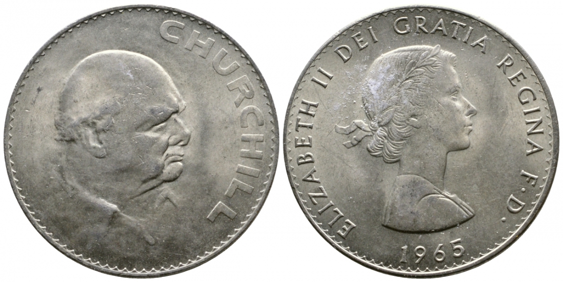 Великобритания 1 крона (5 шиллингов) 1965 Уинстон Черчилль, Елизавета II (1952-2022) KM 910, Spink 4144 медно-никель 4537-1122