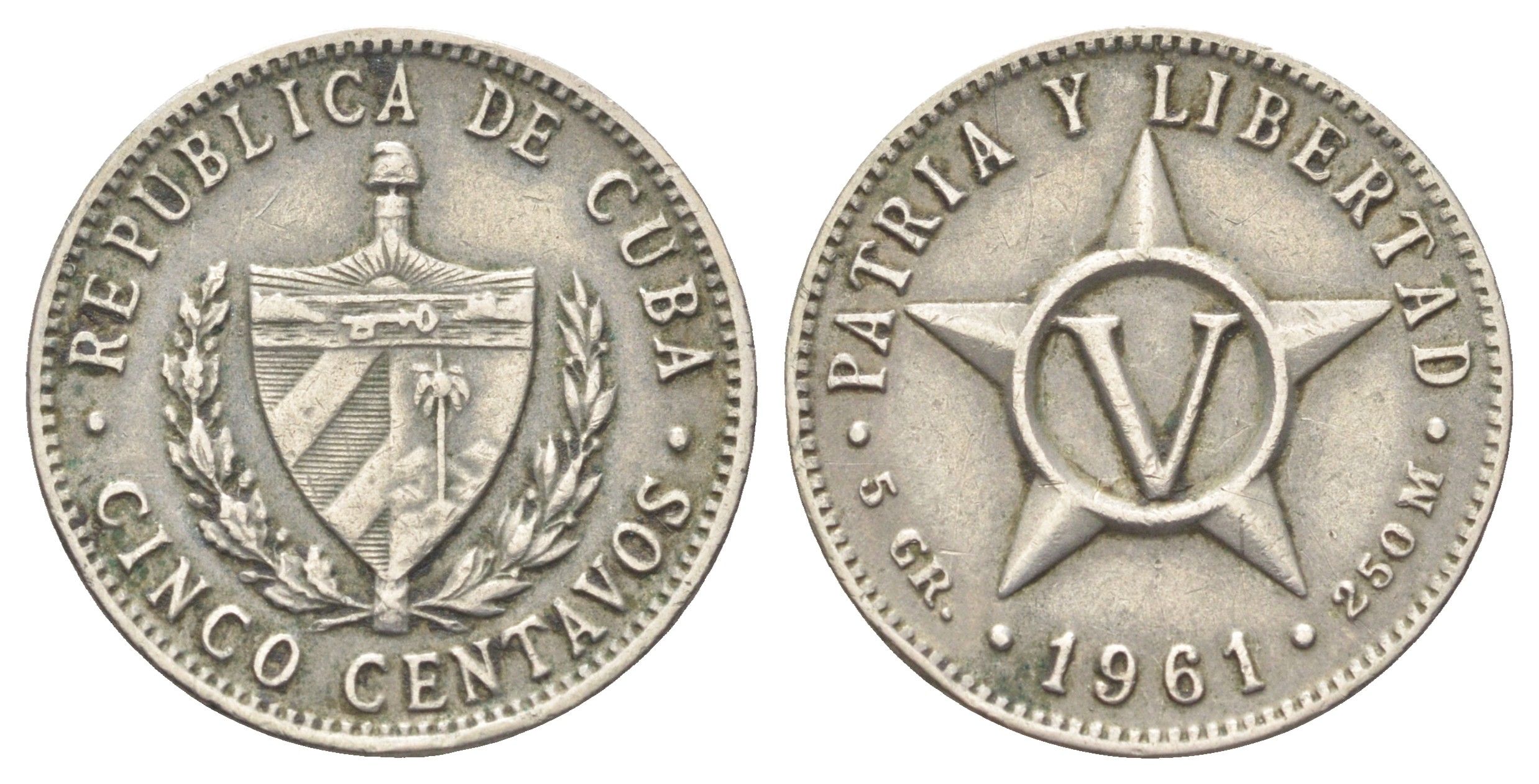 Куба 5 сентаво 1961 KM 11.3 алюминий 4701-1018