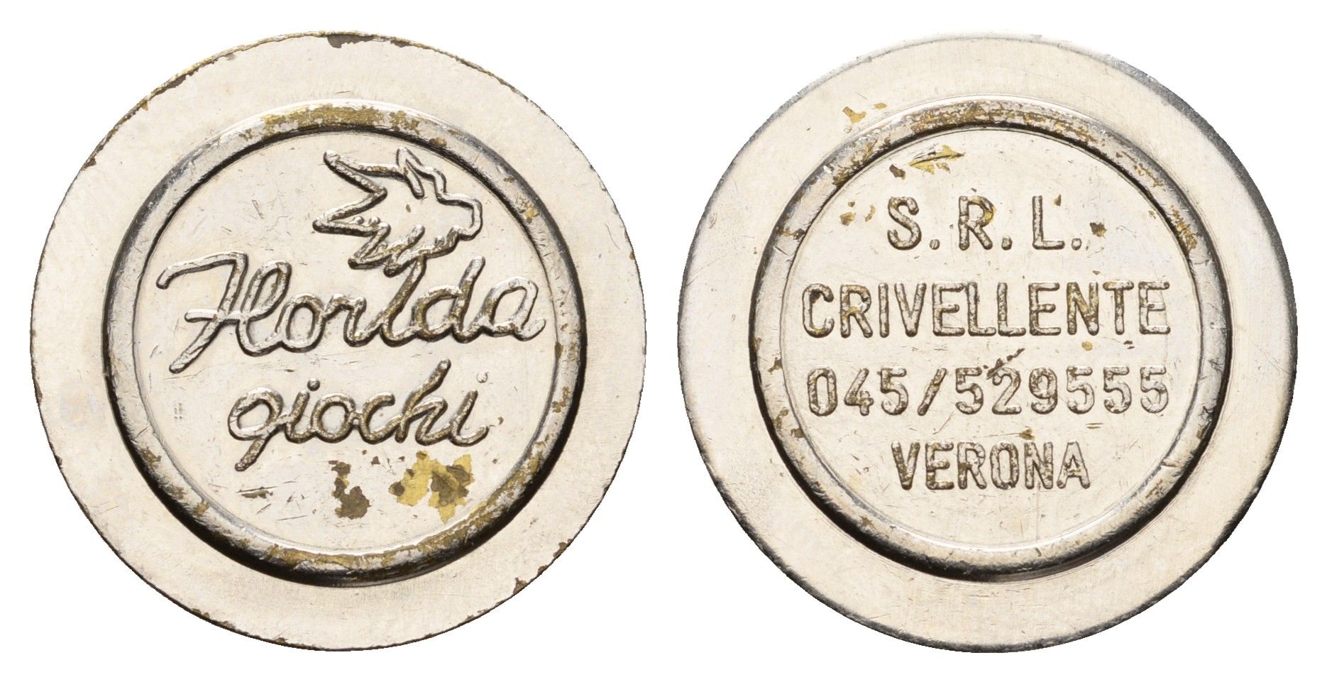Италия, Верона жетон для равлечений Horlda qiochi диаметр 24 мм, вес 5 гр никель 4670-826