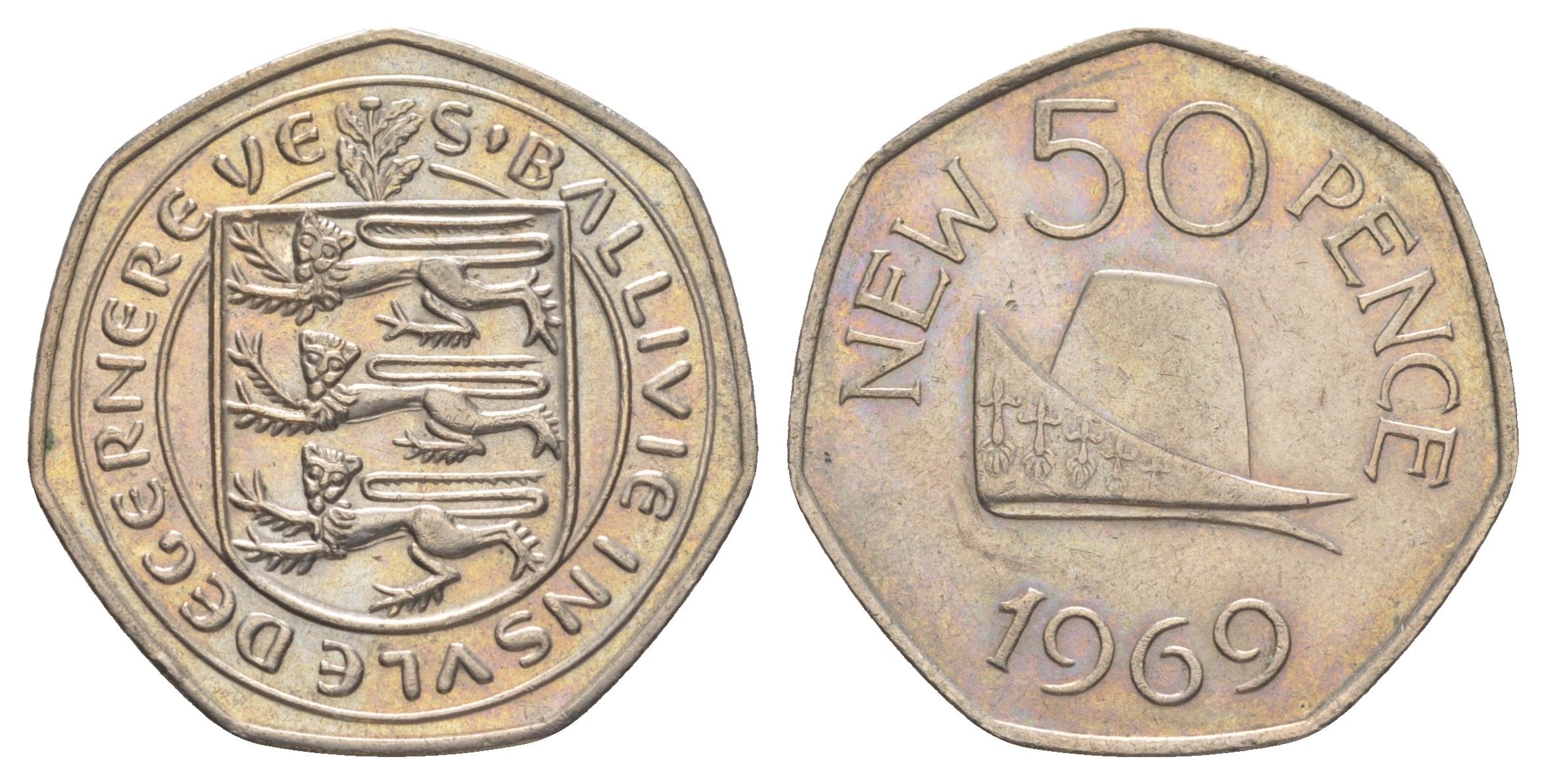 Гернси 50 пенсов 1969 KM 25 медно-никель aUNC 4389-1036