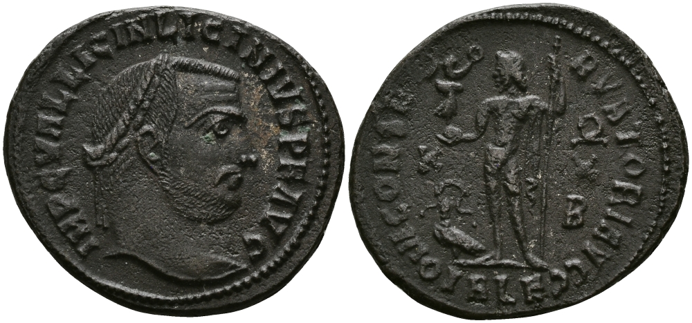 Римская Империя нуммий 316 - 317 Лициний IOVI CONSERVATORI AVGG Александрия Good Very fine (степень редкости R1) RIC 18 бронза 1073-10-32