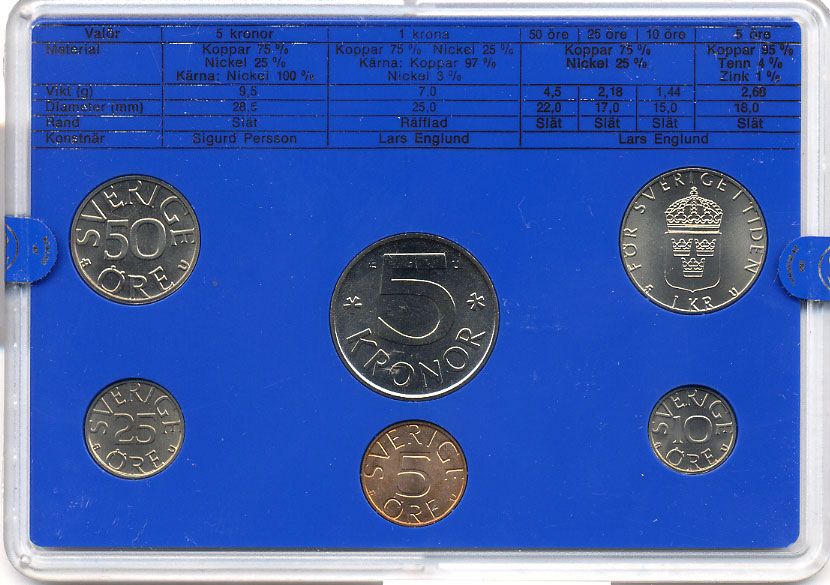 Швеция набор монетного двора из 6 монет 1979 в пластике Карл XVI Густав (1973- ) KM MS11 UNC 4-3-6-97