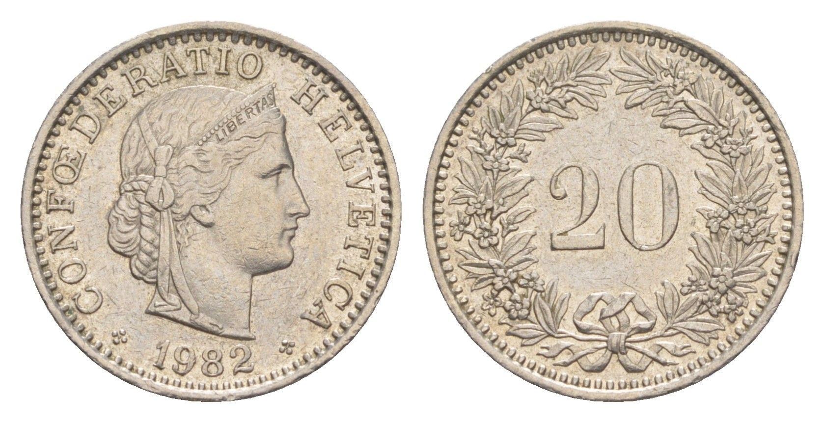 Швейцария 20 раппенов 1982 KM 29a медно-никель 4623-249