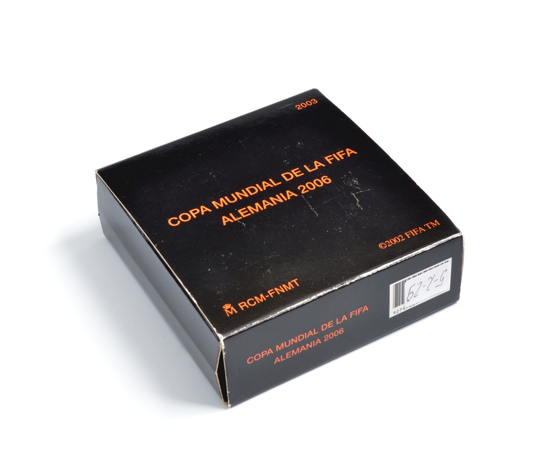 Испания 10 евро 2003 чемпионат мира по футболу в Германии 2006, вратарь, гол, в оригинальной коробке KM 1076 серебро PROOF 4-3-2-10