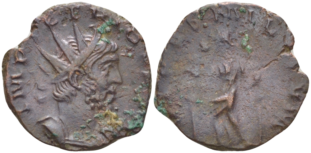 Римская Империя (императоры в Галлии) антониниан 271 Тетрик I. FIDES MILITVM, Фидея с боевыми штандартами, Колония Агриппины, Good Very fine RIC 71 биллон 1073-14-21