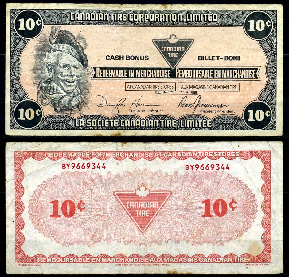 Канада купон на 10 центов 1985 Canadian Tire бумага 2195-23-1-1