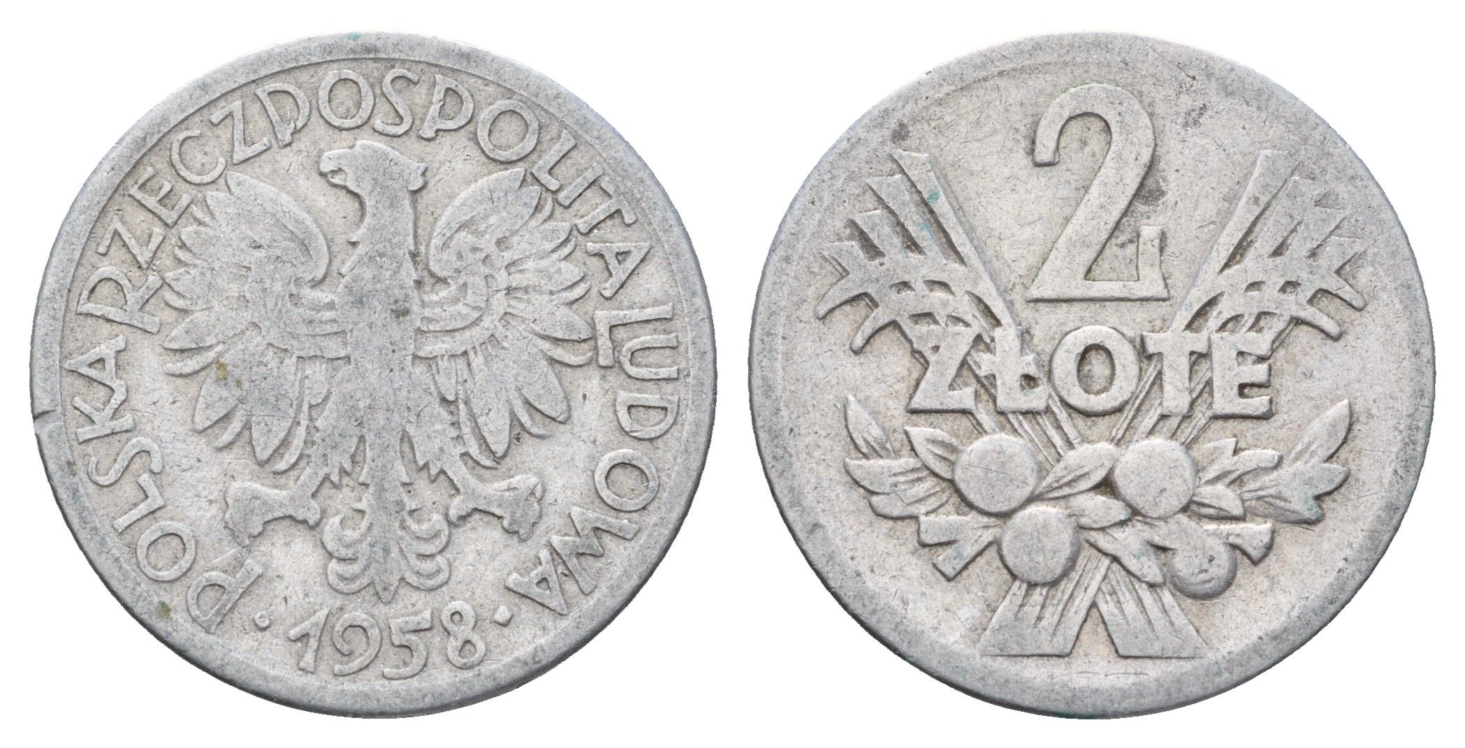 Польша 2 злотых 1958 KM 46 алюминий 4606-613
