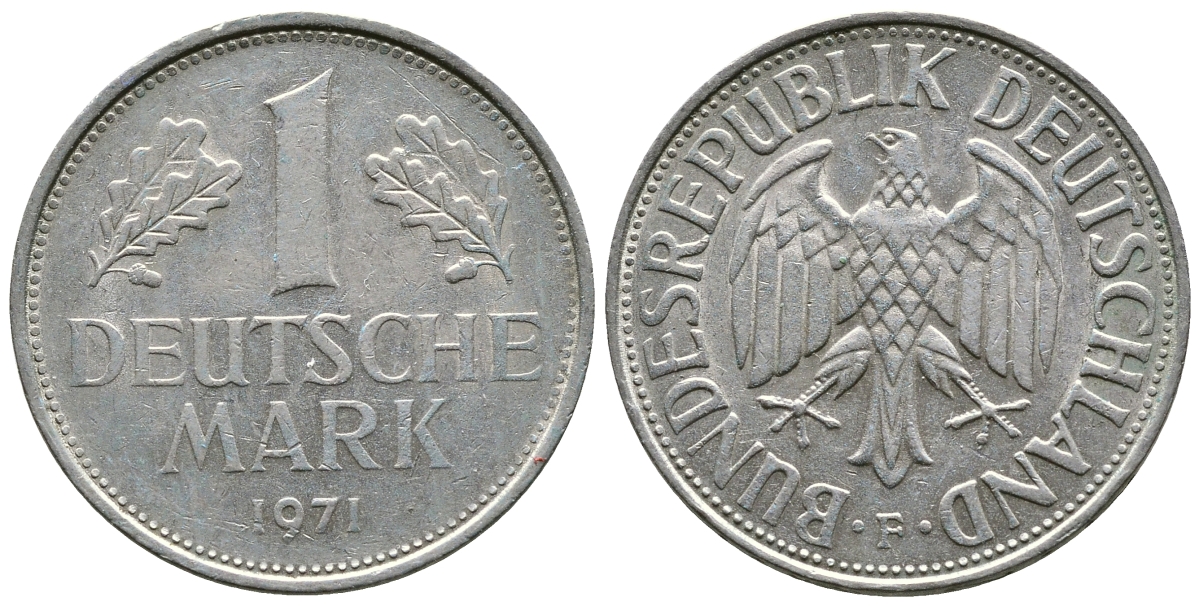 ФРГ 1 МАРКА 1971 F KM 110 медно-никель 4110-752