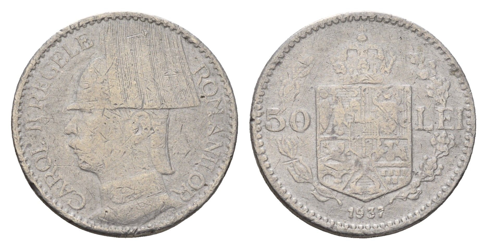 Румыния 50 леев (лей) 1937 Кароль II (1930-1940) KM 55 никель 4116-823