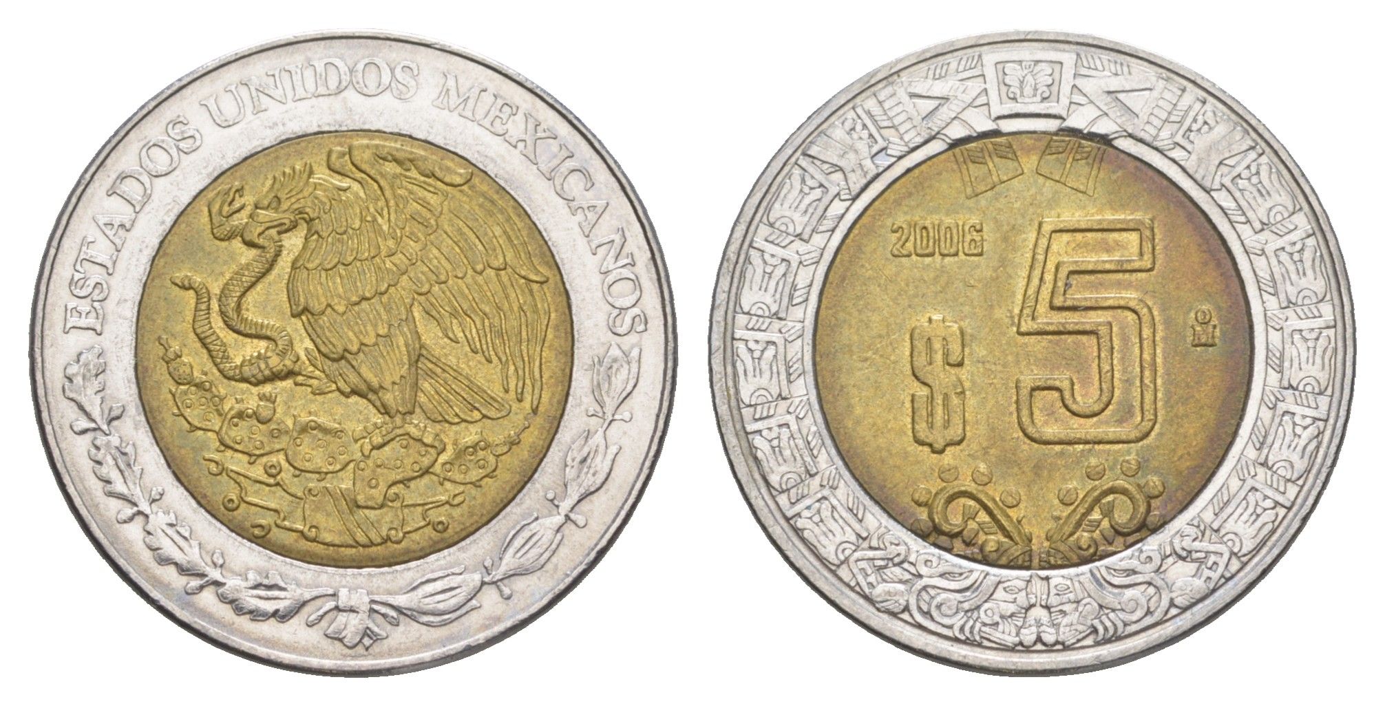 Мексика 5 песо 2006 KM 605 биметалл 4523-1041