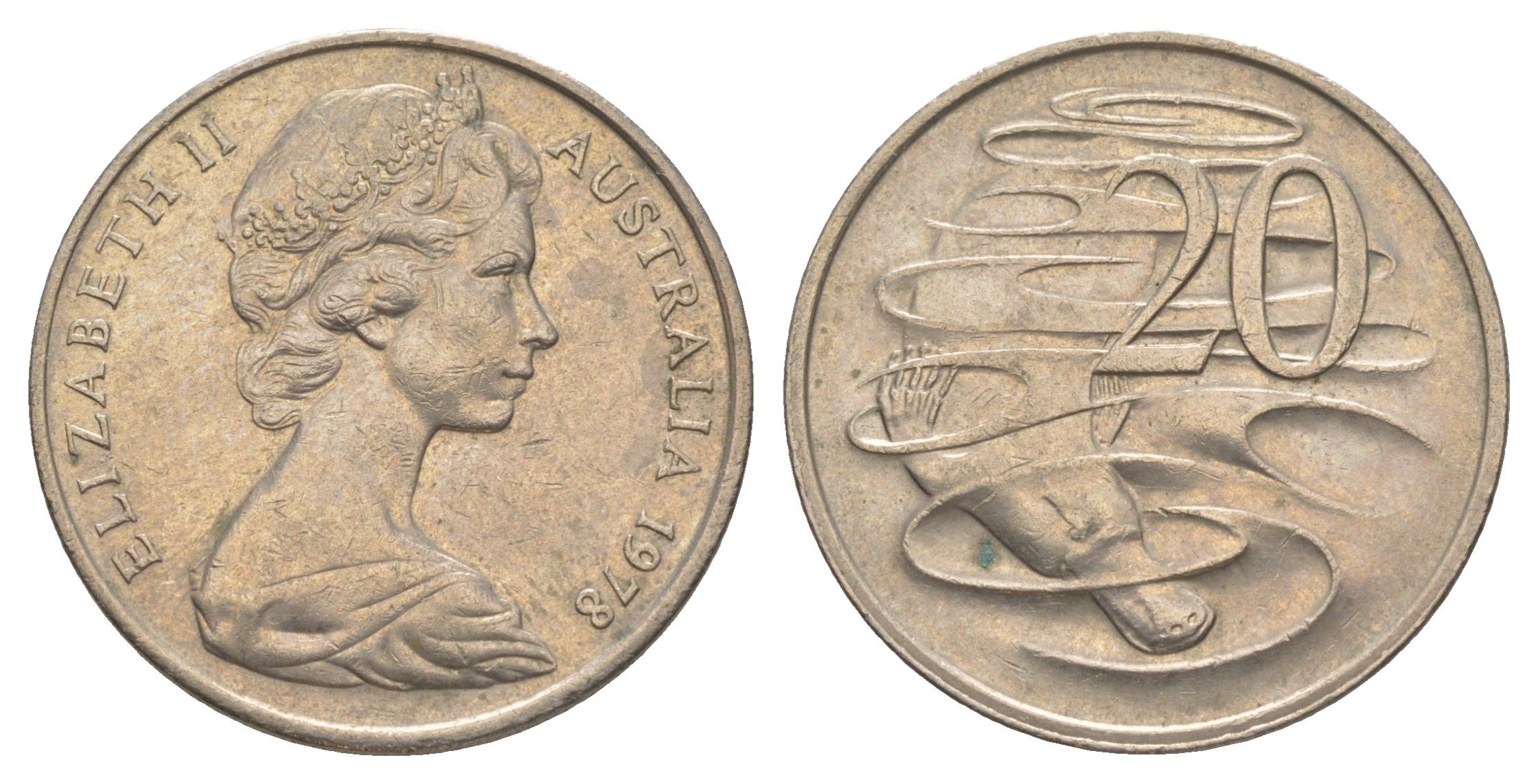 Австралия 20 центов 1978 Елизавета II (1952-2022), утконос KM 66 медно-никель aUNC 4381-512