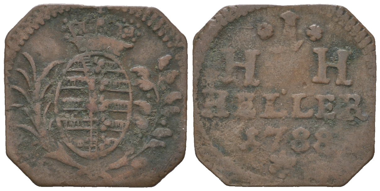 Саксен-Гильдбурггаузен 1 клиппе геллер 1788 Фридрих Саксен-Гильдбурггаузенский (1780-1826) KM 118, Slg. Merseburger 3596 медь 54-866