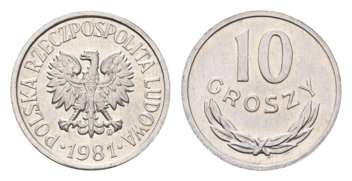 Польша 10 грошей 1981 Y AA47 алюминий UNC 3458-939