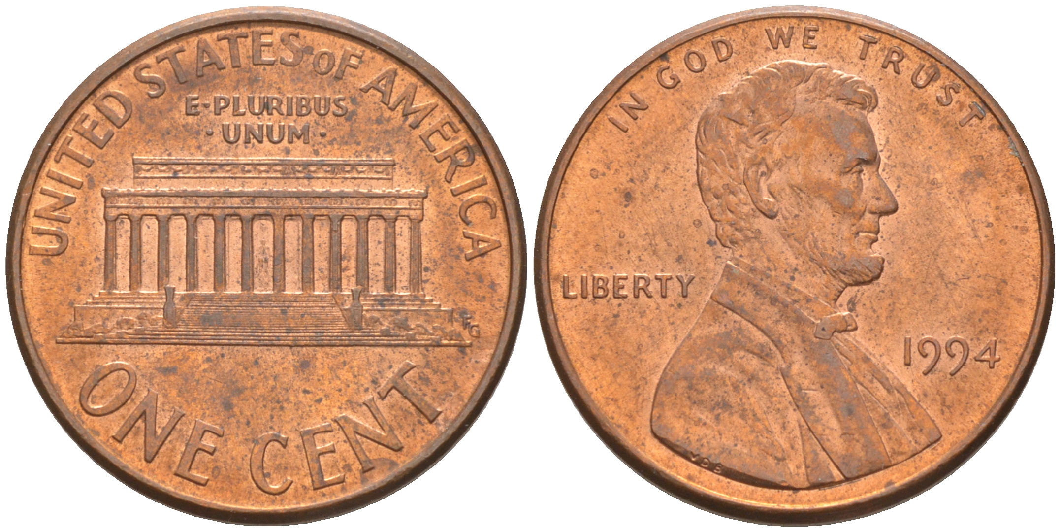 США 1 ЦЕНТ 1994 ЛИНКОЛЬН KM 201b цинк плакированный медью 188-246