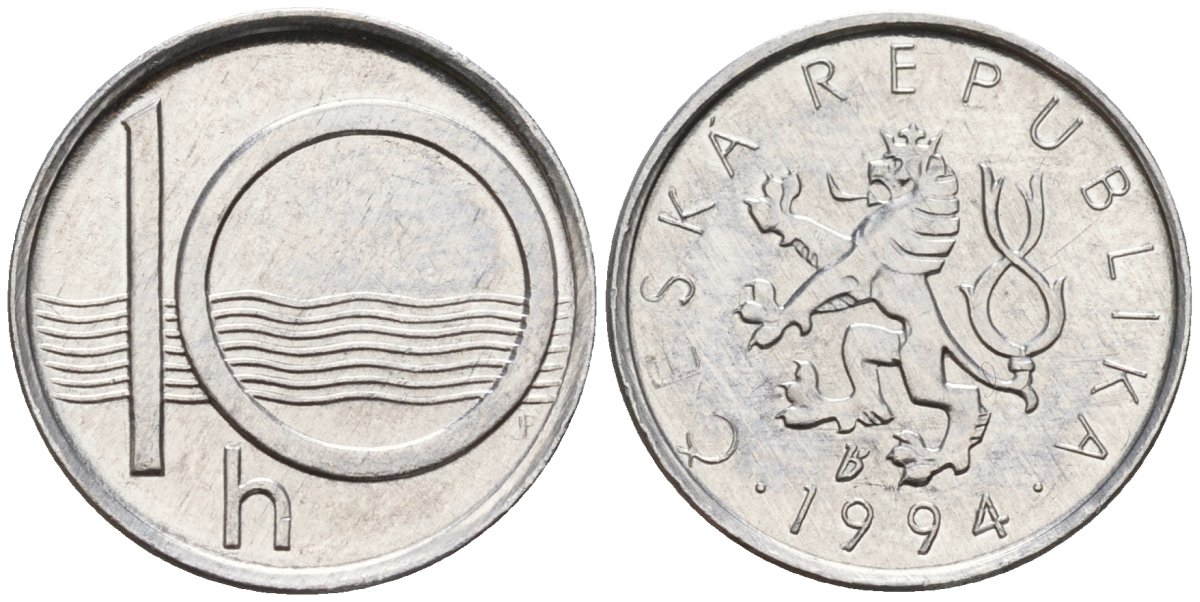 Чехия 10 геллеров 1994 KM 6 алюминий 4152-764