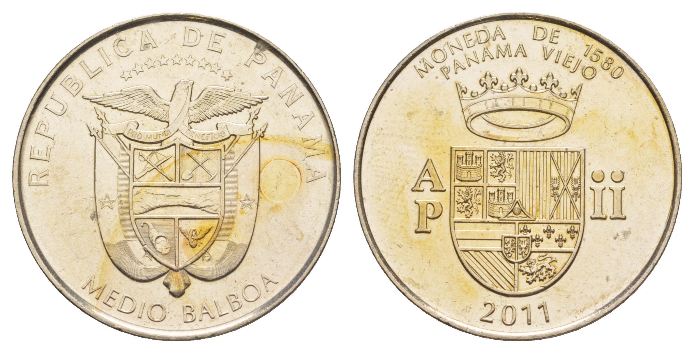 Панама 1/2 бальбоа (50 сентесимо) 2011 Панама-Вьехо - Валюта 1580 года KM 142 медь плакированная медно-никелем UNC 4645-221