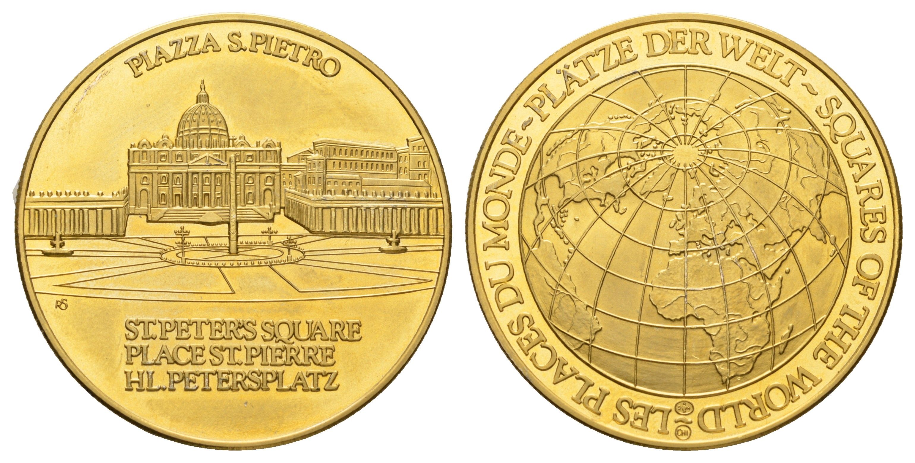 Ватикан медаль из серии площади мира - Площадь Святого Петра диаметр 40 мм, вес 26,1 гр латунь 118-732