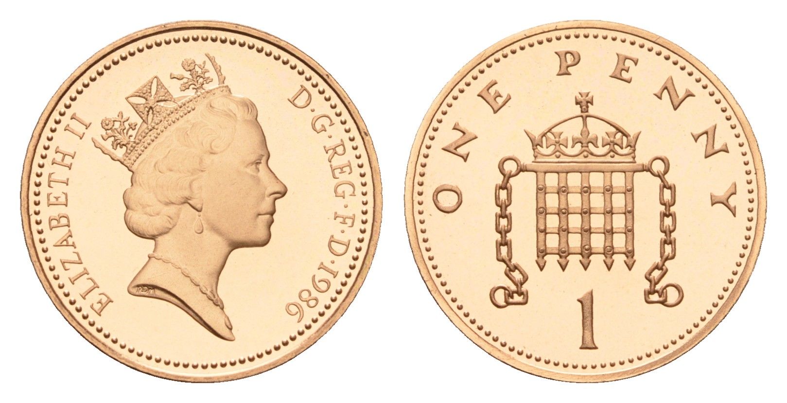 Великобритания 1 пенни 1986 Елизавета II (1952-2022) KM 935, Spink 4381 (B3) бронза PROOF 1518-421