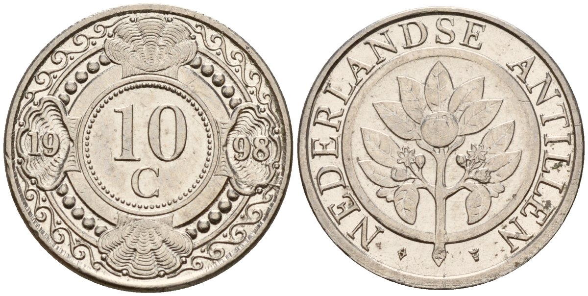 Нидерландские Антилы 10 центов 1998 Беатрикс (1980-2013) KM 34 сталь плакированная никелем 4174-767