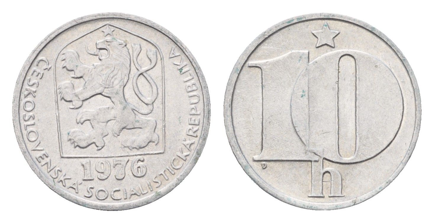 Чехословакия 10 геллеров 1976 KM 80 алюминий 4685-1245
