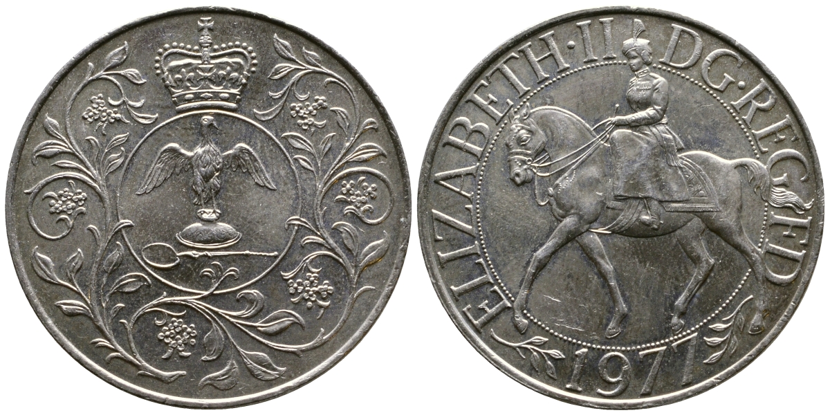 Великобритания 25 пенсов 1977 25 лет со дня коронации Елизаветы, Елизавета II (1952-2022) KM 894, Spink 4136 медно-никель 74-1221