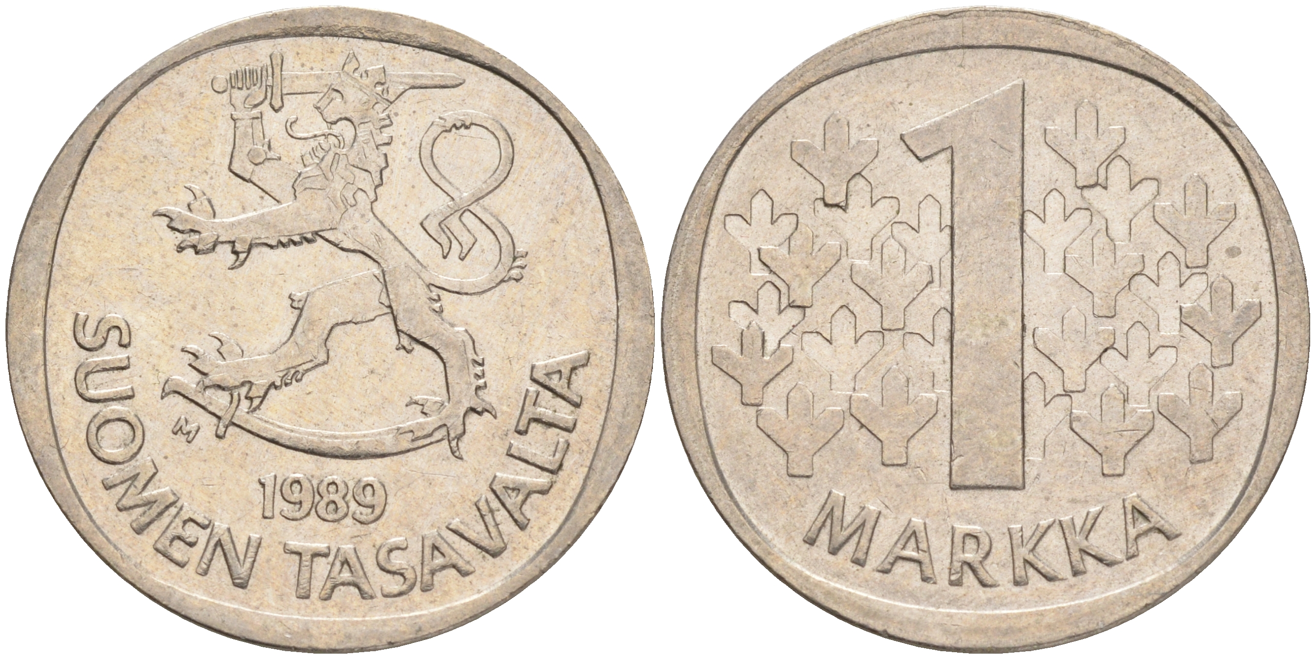 ФИНЛЯНДИЯ 1 МАРКА 1989 M KM 49а медно-никель 4556-824