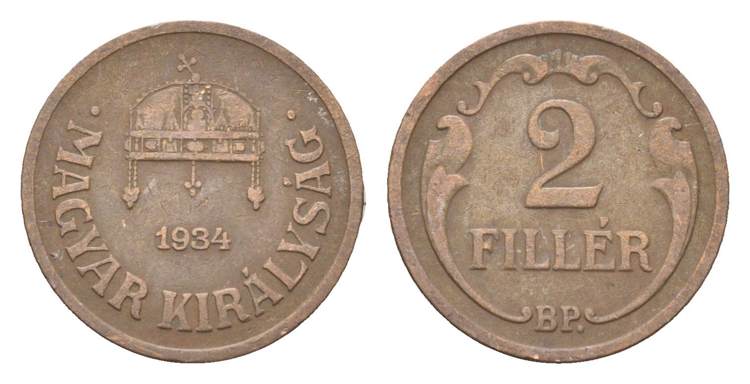 Венгрия 2 филлера 1934 BP KM 506 бронза 4665-436