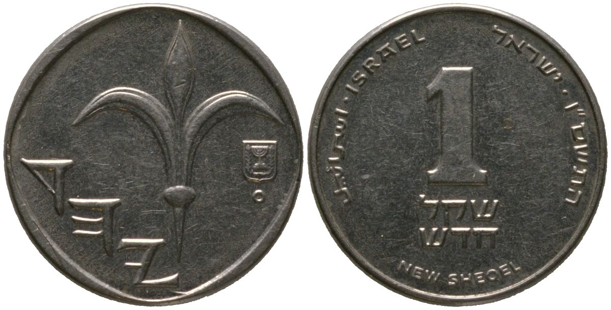 Израиль 1 новый шекель 2006 JE 5766 KM 160a сталь плакированная никелем 4573-542