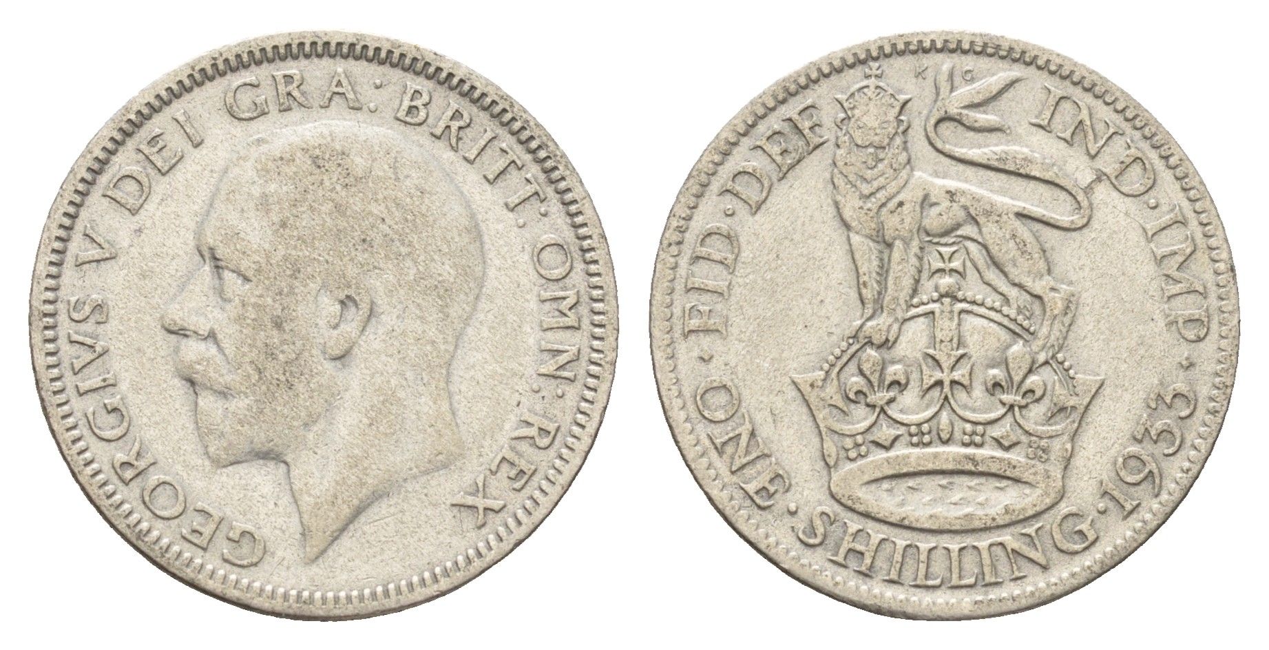 Великобритания 1 шиллинг 1933 Георг V (1910-1936) KM 833, Spink 4039 серебро 4116-1215