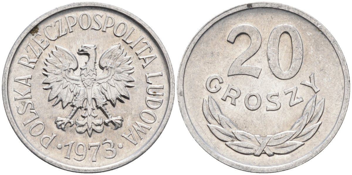 Польша 20 грошей 1973 MW KM А47, Parchimowicz 208m алюминий aUNC 4580-656