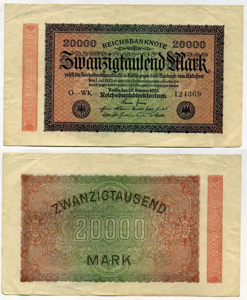 ГЕРМАНИЯ 2000 МАРОК 1923 ВОДЯНОЙ ЗНАК L Pick 85а бумага 8589-55-2-2